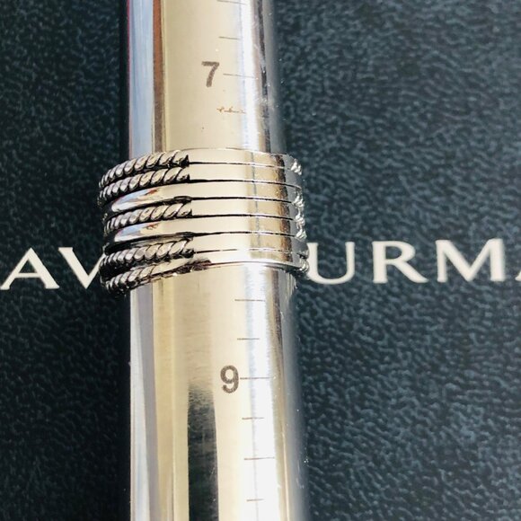 David Yurman Double X Crossover Ring with 18K Gold Size 8 DY Pouch Included - Picture 6 of 15